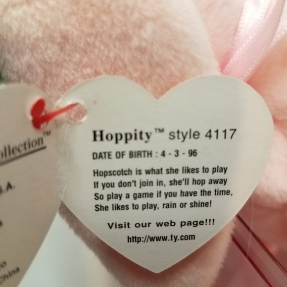 TY Hoppity Pink Bunny Beanie Baby Pink Case 90s Y2K - Picture 6 of 6